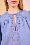 Kady Long Sleeve Blouse - Chambray