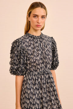 Channary Puff Sleeve Dress - Graphite
