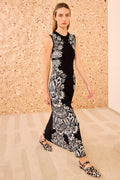 Liana Jacquard Sl Midi Dress - Noir