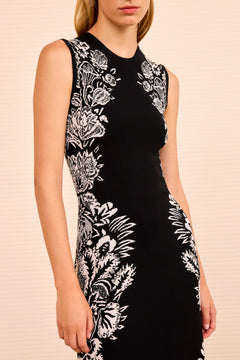 Liana Jacquard Sl Midi Dress - Noir