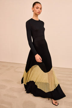 Roanne Dress W/ Lurex - Gold Noir