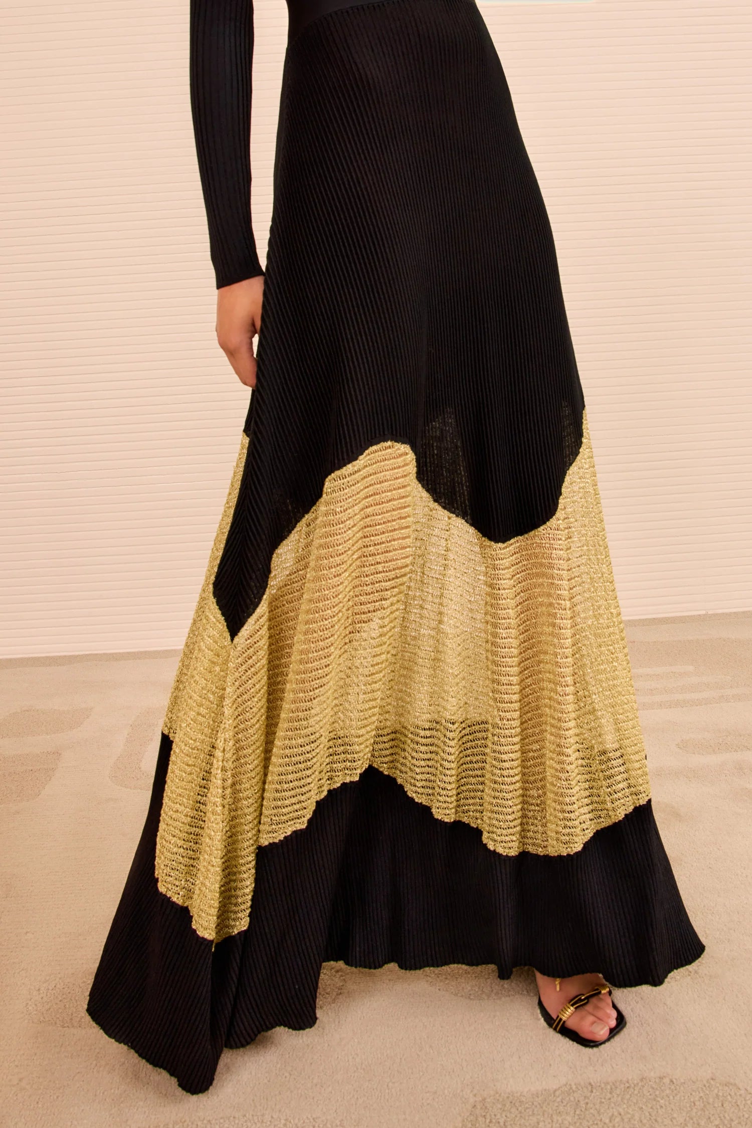 Roanne Dress W/ Lurex - Gold Noir