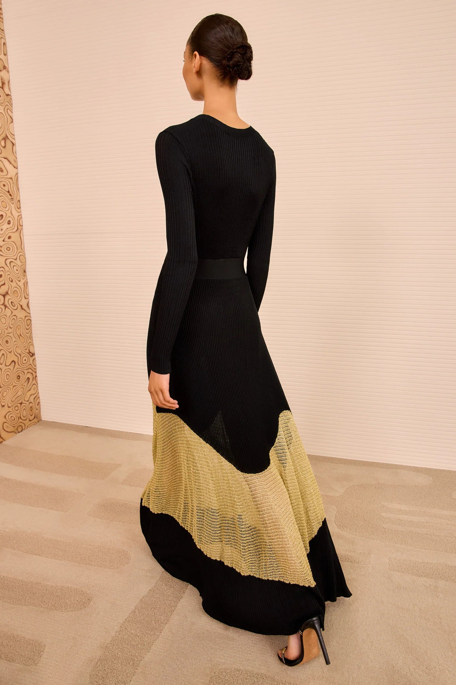 Roanne Dress W/ Lurex - Gold Noir