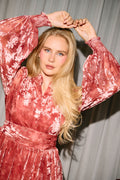 Saga Wide Velvet Flower Dress - Pink Flower