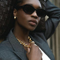 Textured Jumbo Link Necklace  - Pale Gold