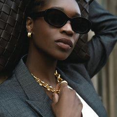Textured Jumbo Link Necklace  - Pale Gold