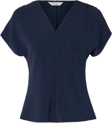 Tenny Ss V-Neck Gathered Top - Dark Sapphire
