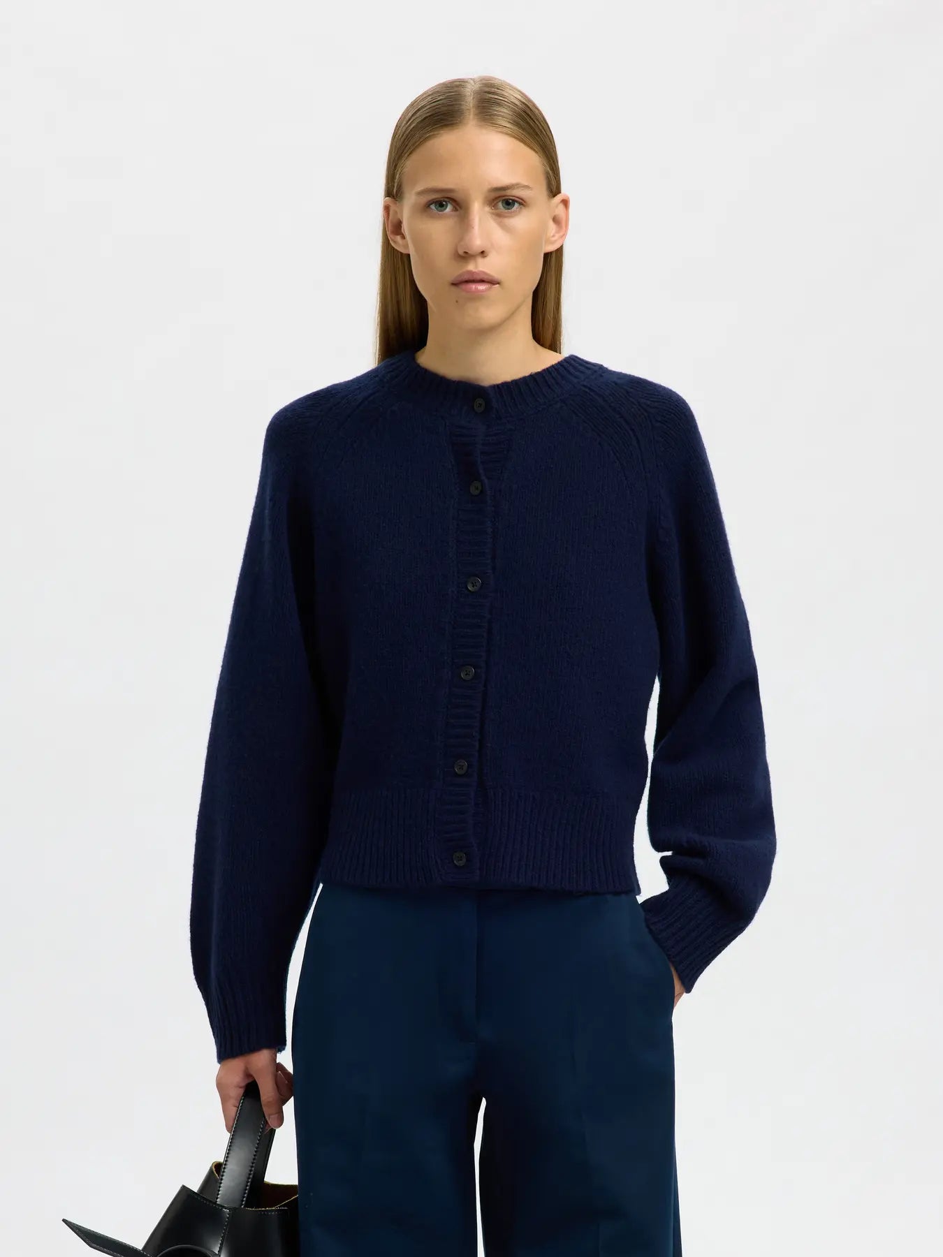 Nora Short Ls Knit O-Cardigan - Dark Sapphire