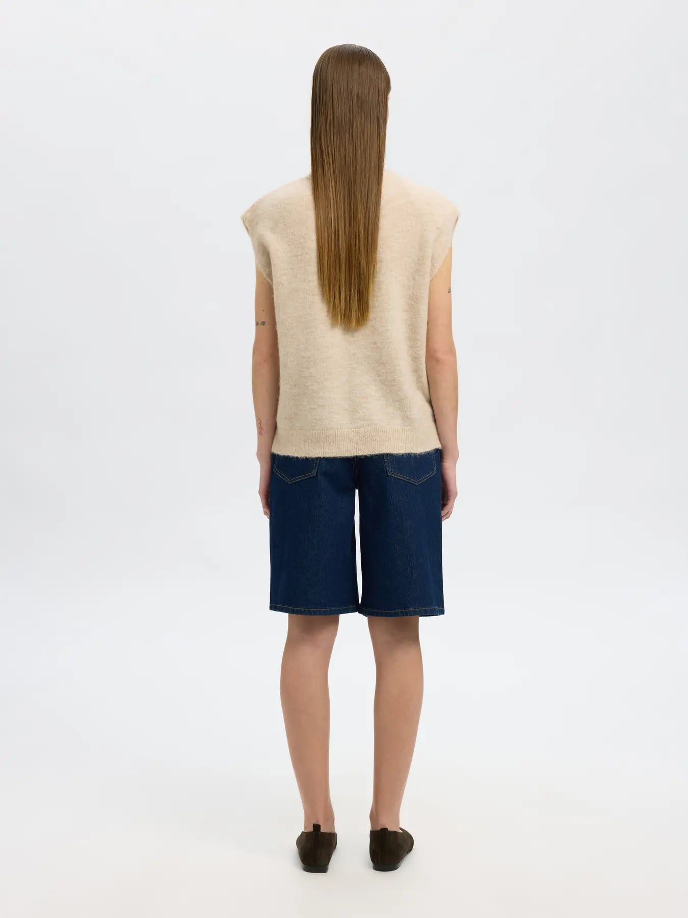 Lulu Sl Knit Vest - Birch Melange