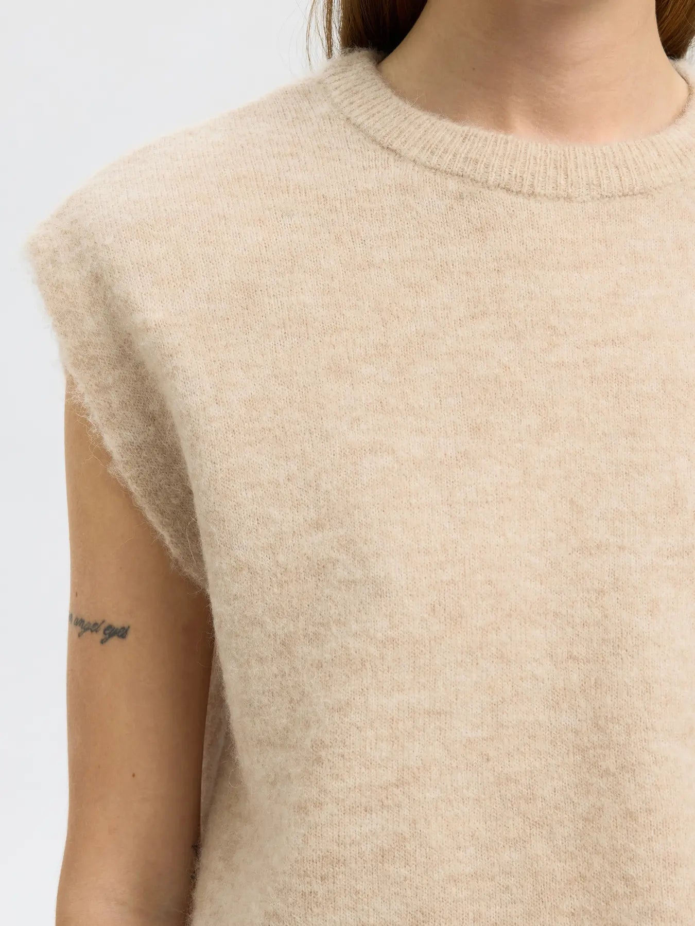 Lulu Sl Knit Vest - Birch Melange