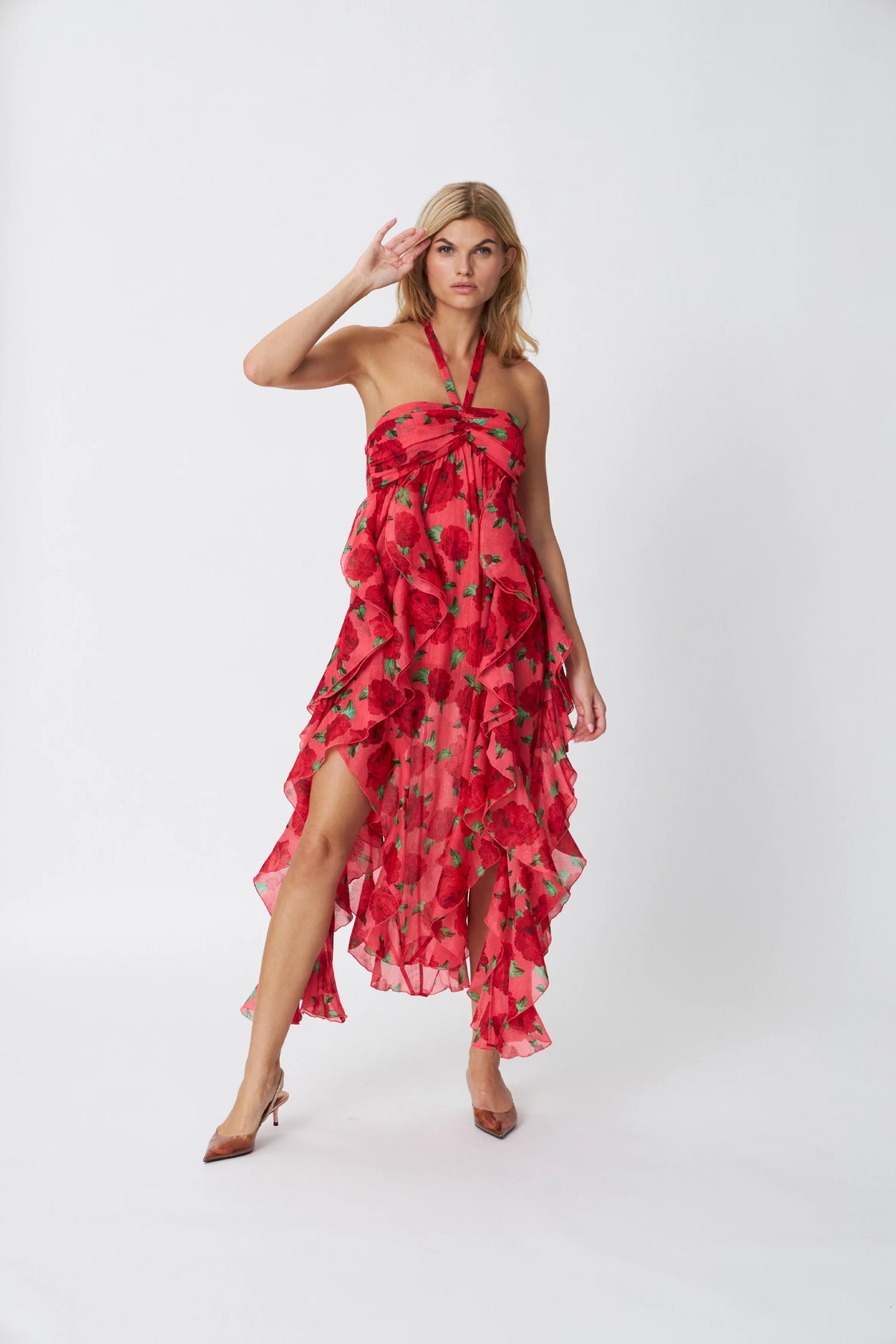 Valentina Dress - Coral Roses