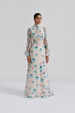 Valerie Open Back Silk Blend Maxi Dress - Florals