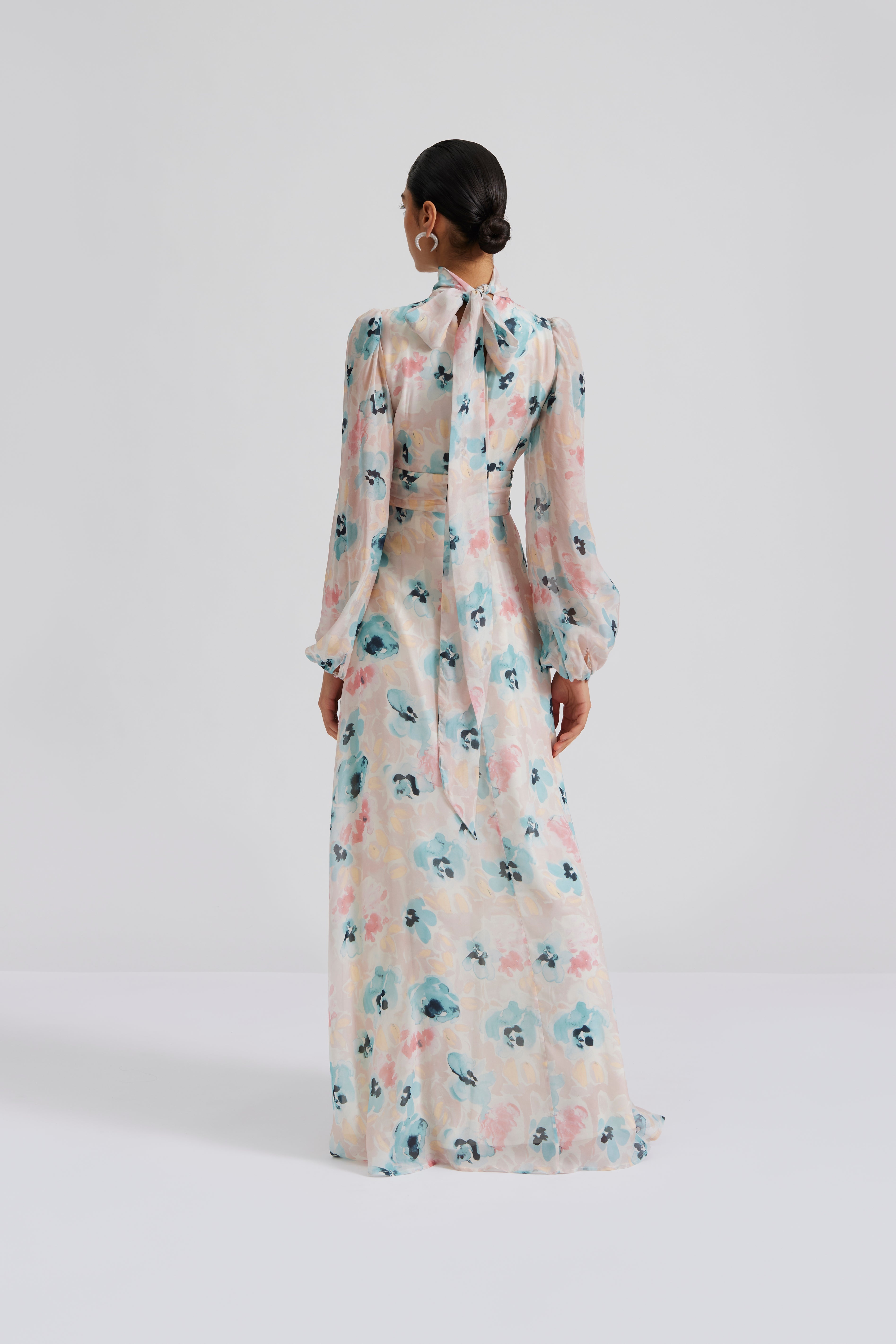 Valerie Open Back Silk Blend Maxi Dress - Florals