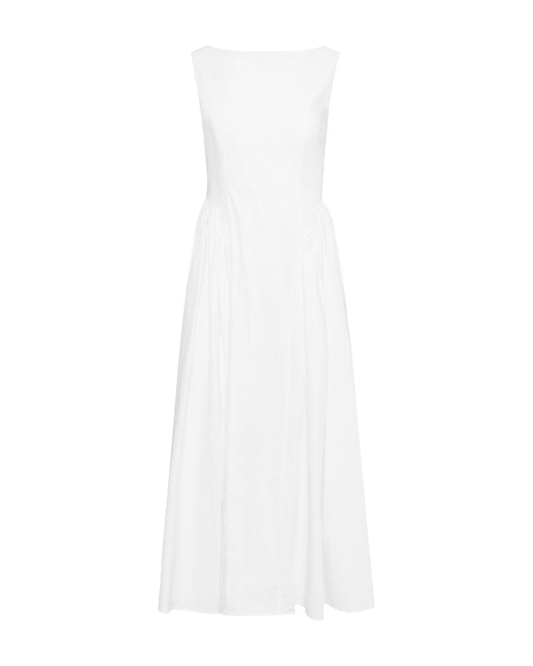 ELVA COTTON POPLIN DRESS - WHITE