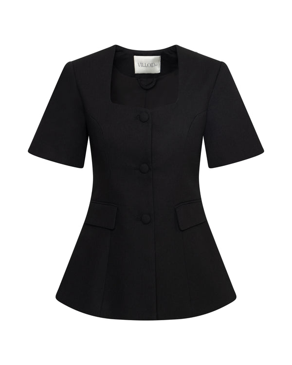 ELIDA LINEN BLAZER - BLACK
