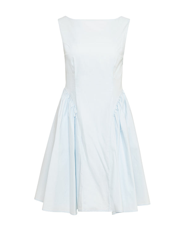 ELVA COTTON POPLIN MINI DRESS - LIGHT BLUE