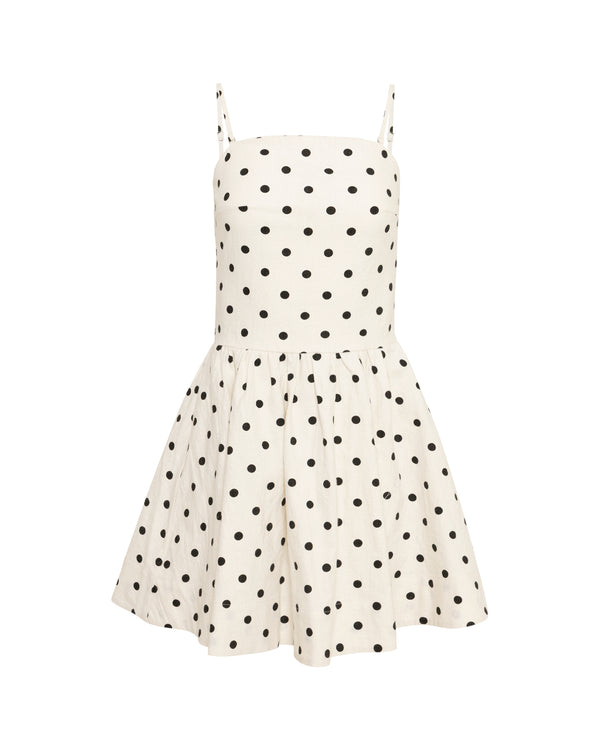 ENIA DOT DRESS - WHITE