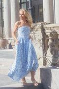 Meya Chiffon Bandeau Dress - Blue Print