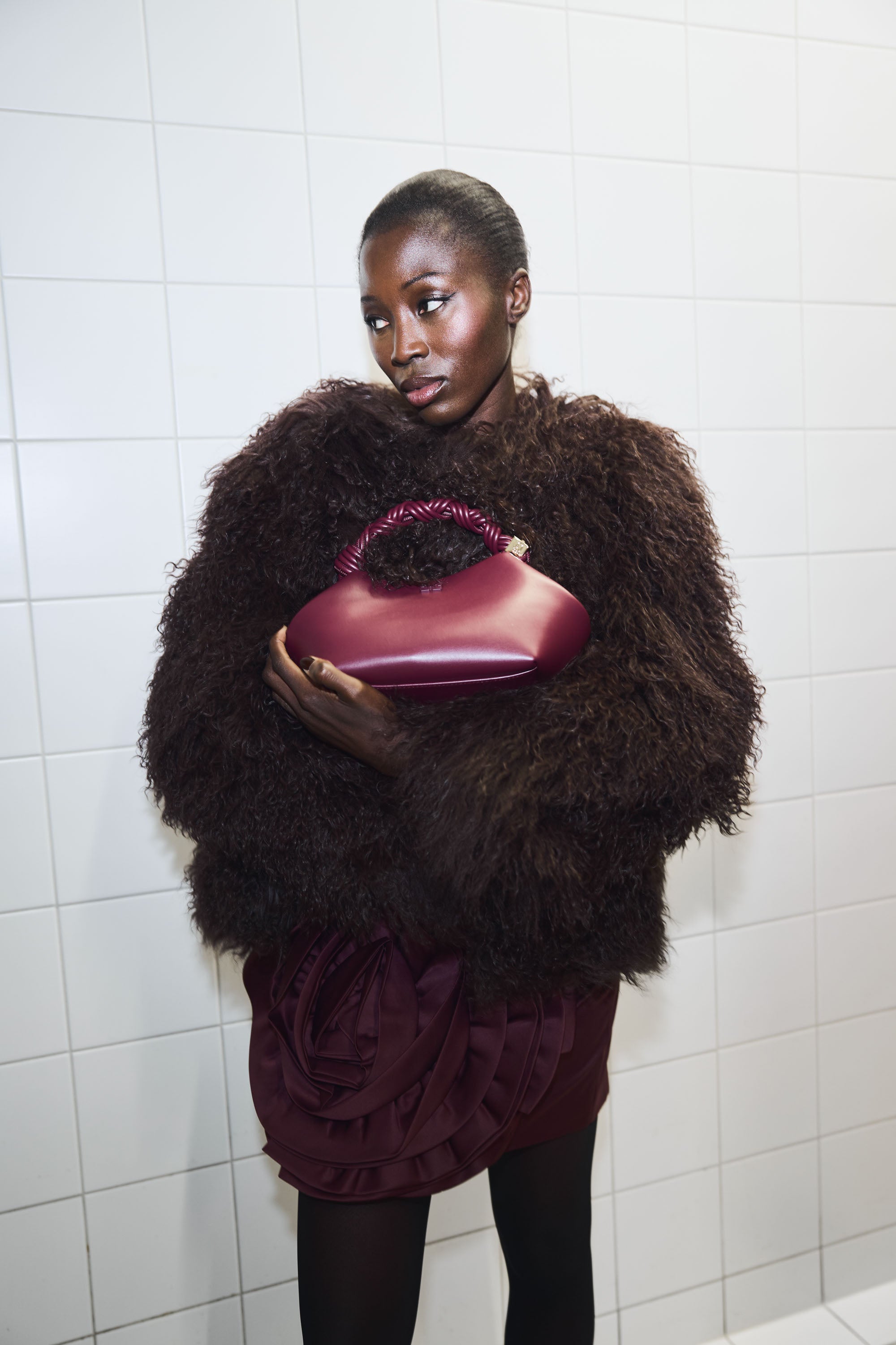 Ganni Bou Bag Small - Burgundy