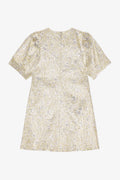 Metallic Cloque A-Shaped Mini Dress - Gold/Silver