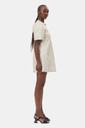 Metallic Cloque A-Shaped Mini Dress - Gold/Silver
