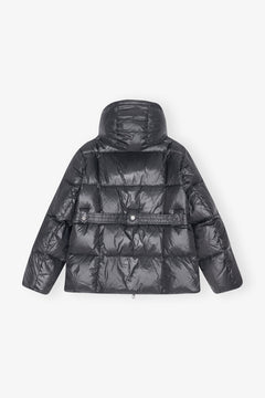 Shiny Nylon Puffer Jacket - Black Sand