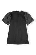 Fringed Organza Mini Dress - Black
