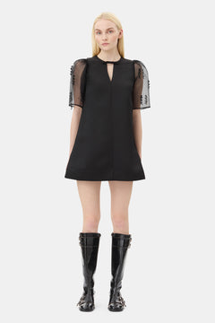 Fringed Organza Mini Dress - Black
