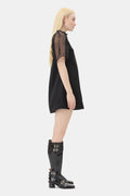 Fringed Organza Mini Dress - Black