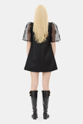 Fringed Organza Mini Dress - Black