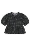 Printed Cotton Peplum Blouse - Phantom