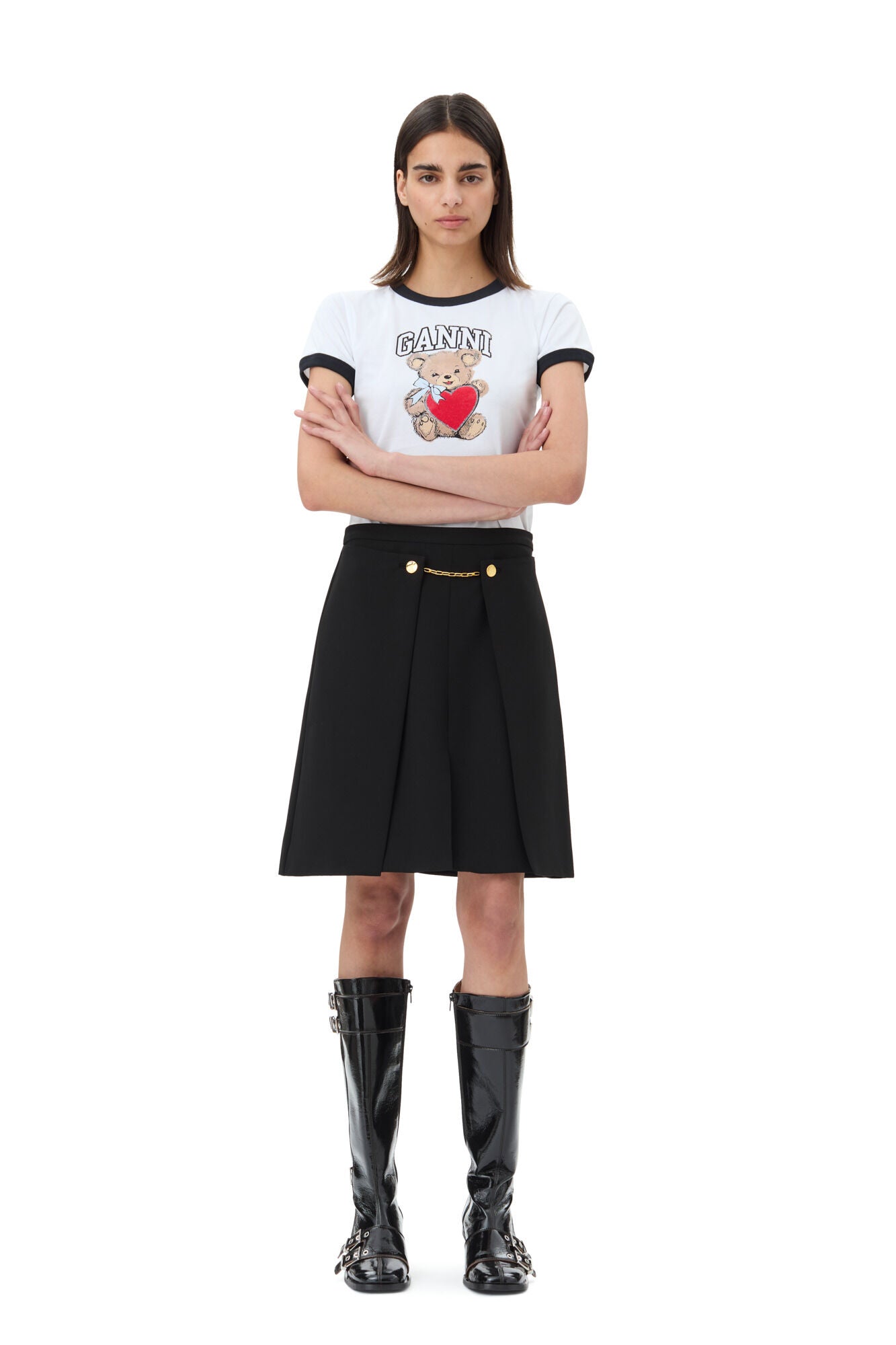 Light Twill Suiting Skirt - Black