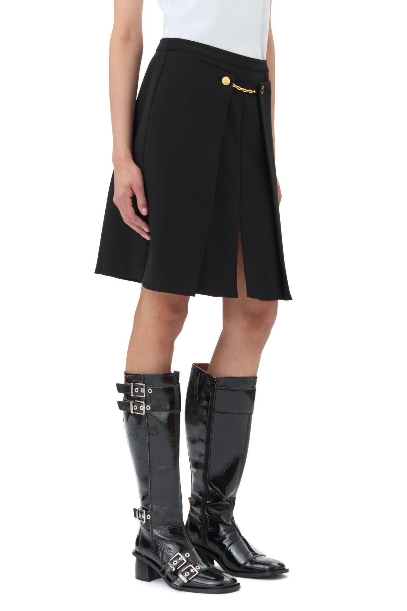 Light Twill Suiting Skirt - Black