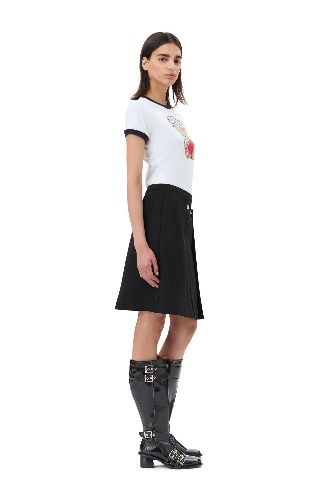 Light Twill Suiting Skirt - Black