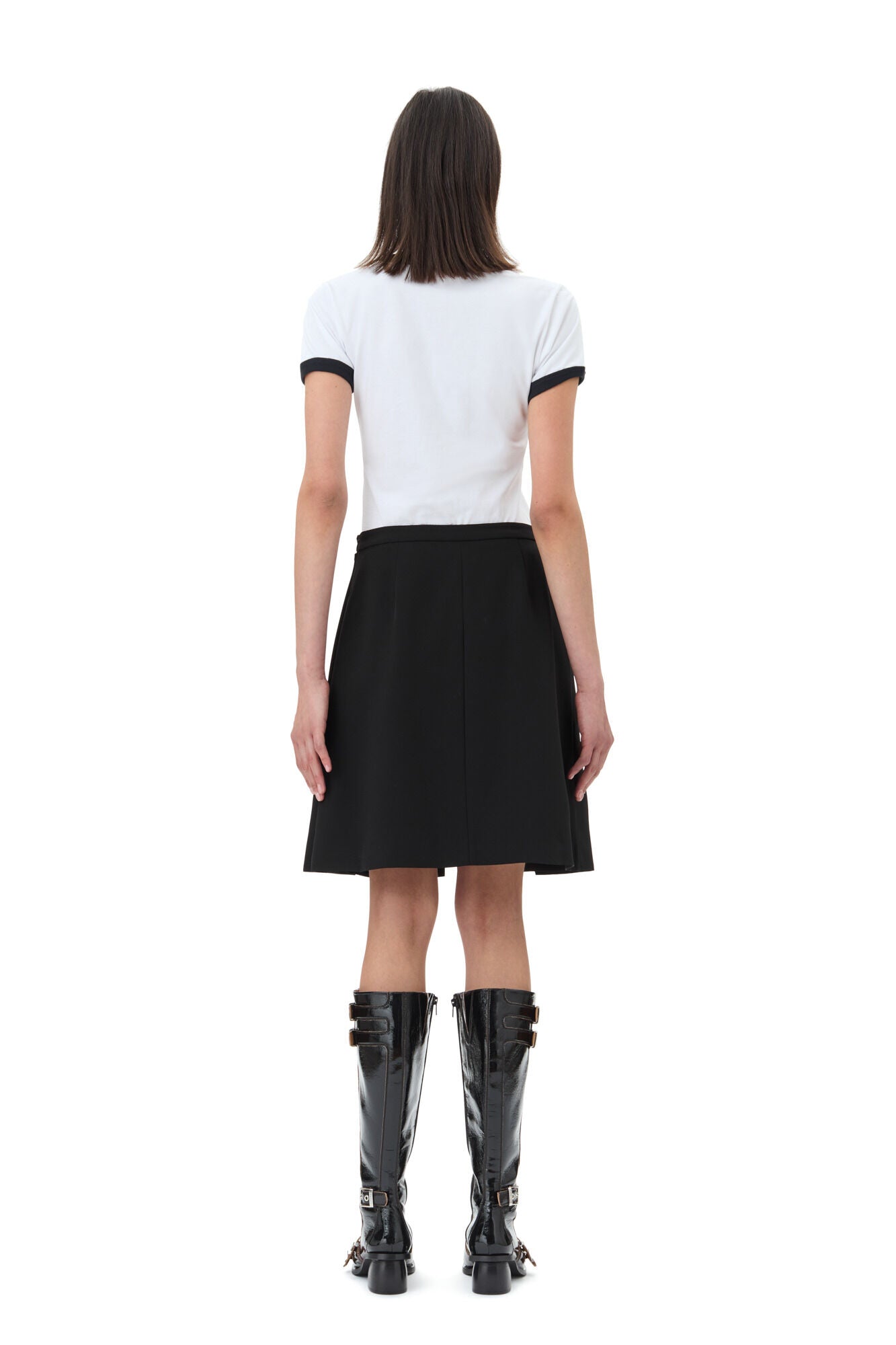 Light Twill Suiting Skirt - Black