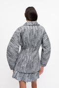 Cotton Tweed Curve Sleeve Jacket - Celestial Blue