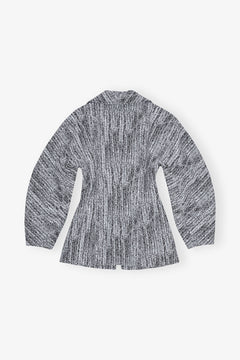 Cotton Tweed Curve Sleeve Jacket - Celestial Blue