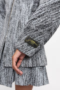 Cotton Tweed Curve Sleeve Jacket - Celestial Blue