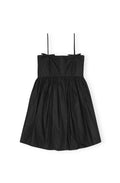 Cotton Poplin Strap Dress - Black