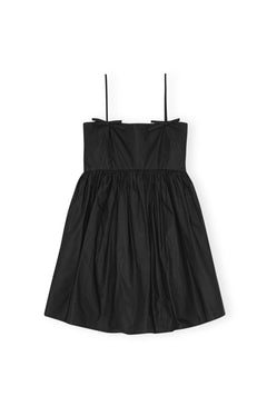 Cotton Poplin Strap Dress - Black