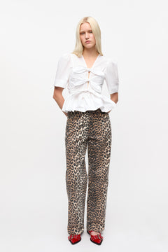 Washed Stretch Cotton Tie Strap Blouse - Bright White