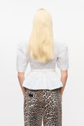 Washed Stretch Cotton Tie Strap Blouse - Bright White