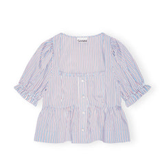 Yarn Dyed Stripe Blouse - Soft Chambray