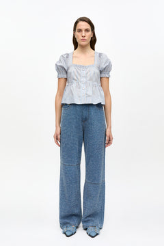 Yarn Dyed Stripe Blouse - Soft Chambray