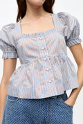 Yarn Dyed Stripe Blouse - Soft Chambray