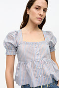 Yarn Dyed Stripe Blouse - Soft Chambray