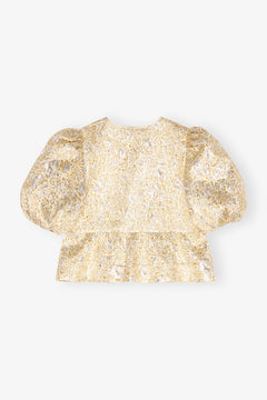 Metallic Cloque Peplum Blouse - Gold/Silver