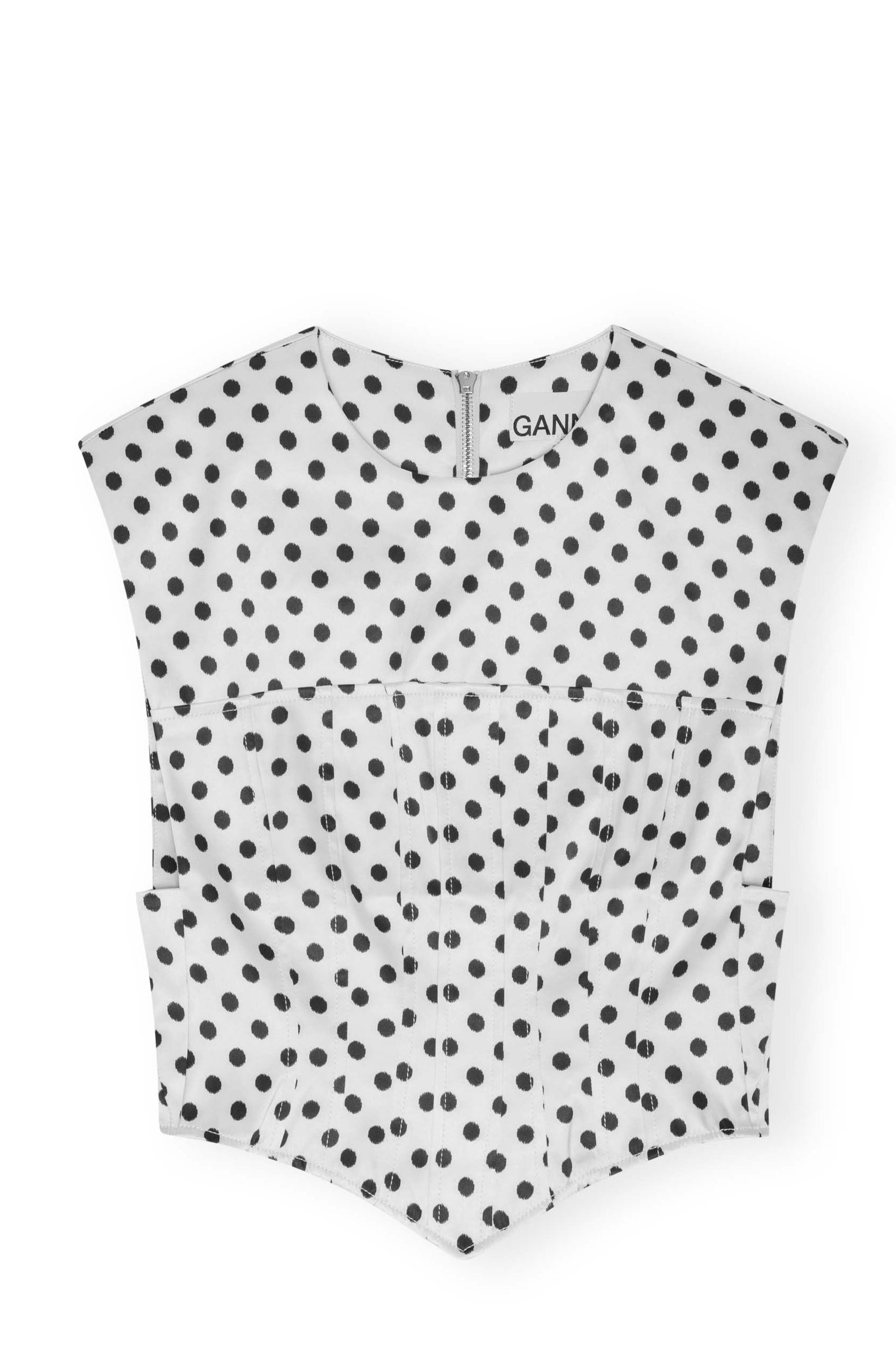 Printed Double Satin Corset Blouse - Egret