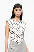 Printed Double Satin Corset Blouse - Egret