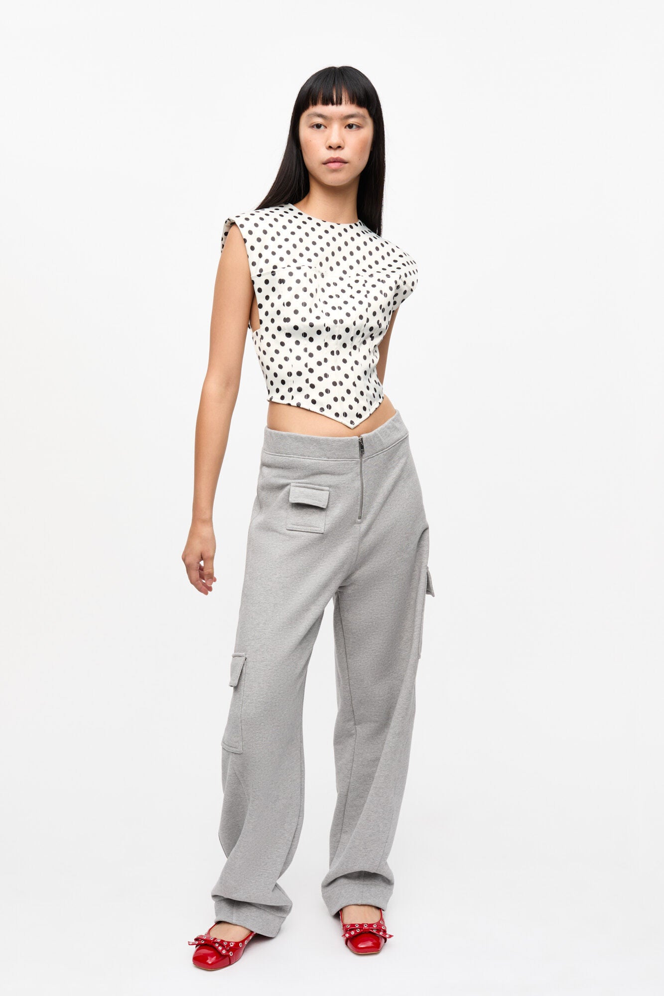 Printed Double Satin Corset Blouse - Egret